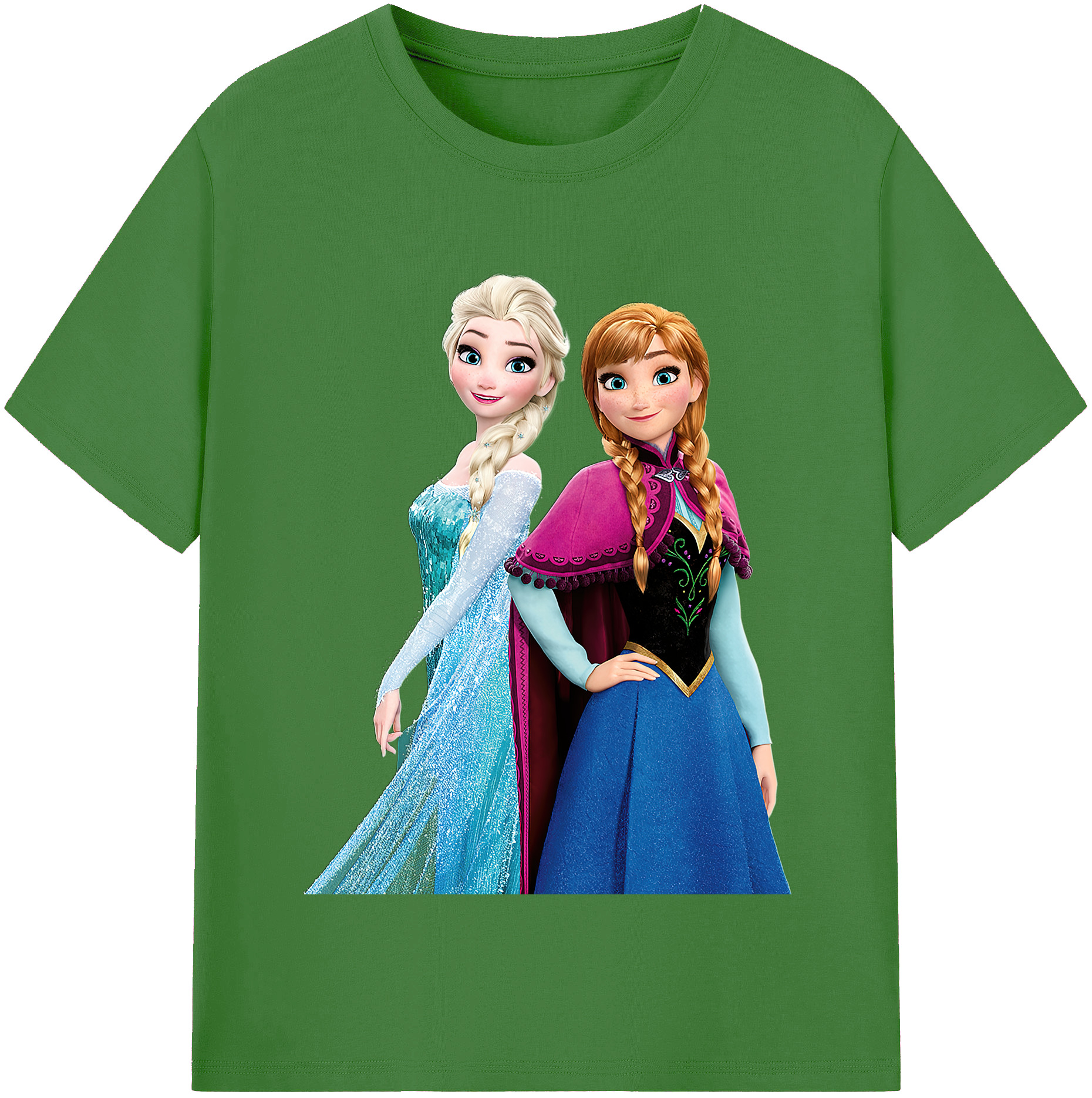 （画像用） アナと雪の女王 アンナ エルサ Frozen Anna Elsa レディースカジュアルプリントTシャツ（綿100％）